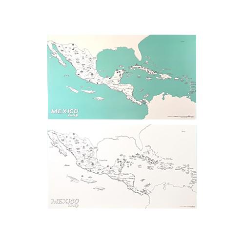 Dream Sky Nation-Map Decorative Coloring Painting DIY Paper Continent Map - Mexico