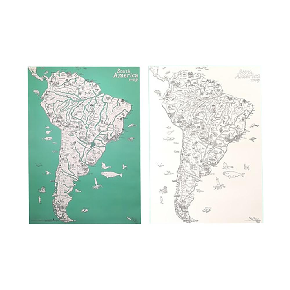 Dream Sky Nation-Map Decorative Coloring Painting DIY Paper Continent Map - South America