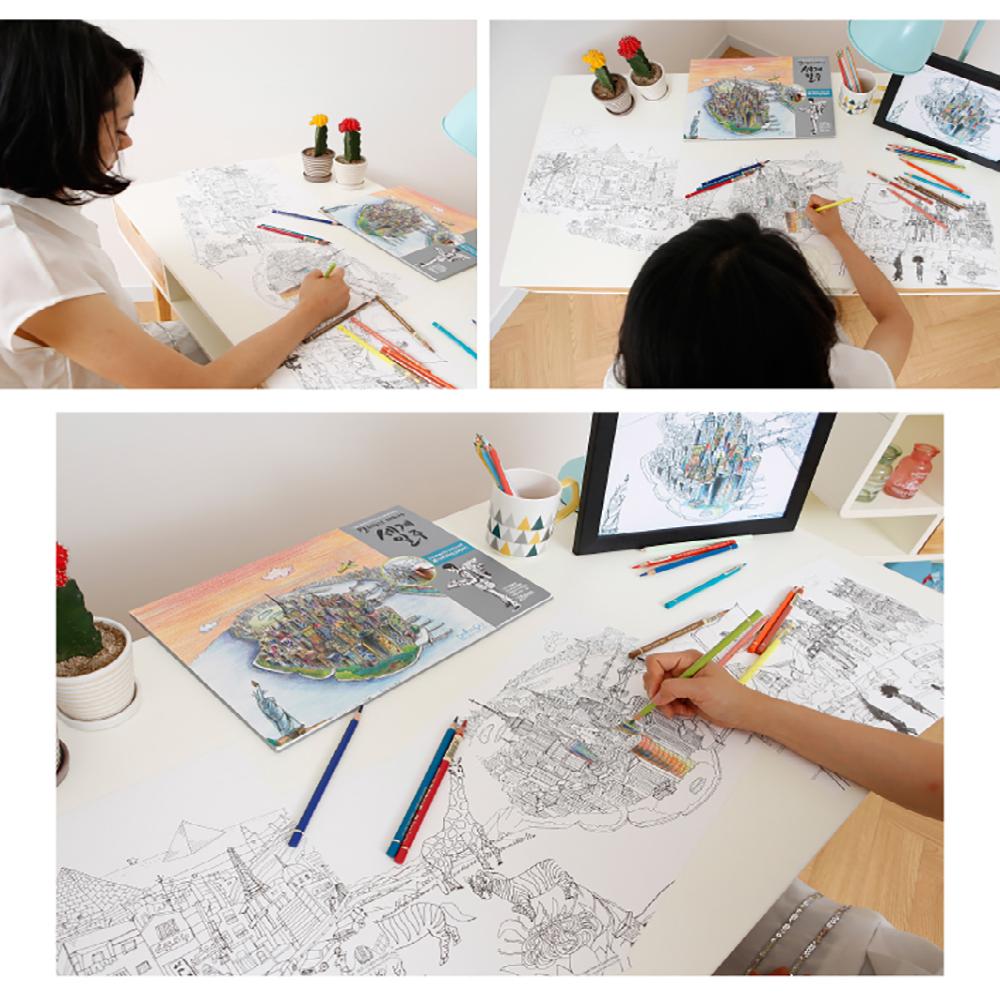 Dream Sky Coloring Paper World Trip Travelling Self Color Map Paper