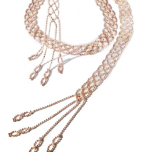 Silver embroidery crafted Scarf Necklaces : K330