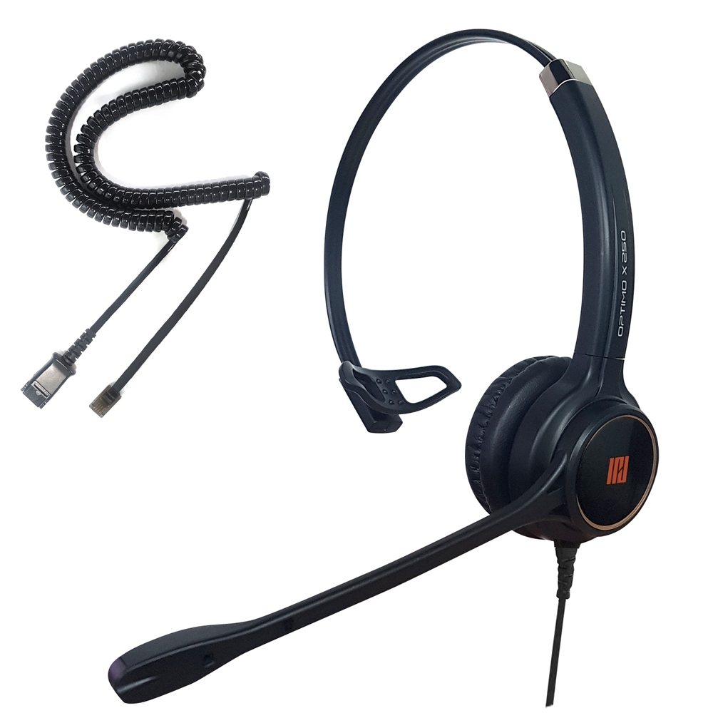 IPD IPH-250 Optimo-X Single Ear Noise cancelling Call center/Office Headset with U10P bottom cable w