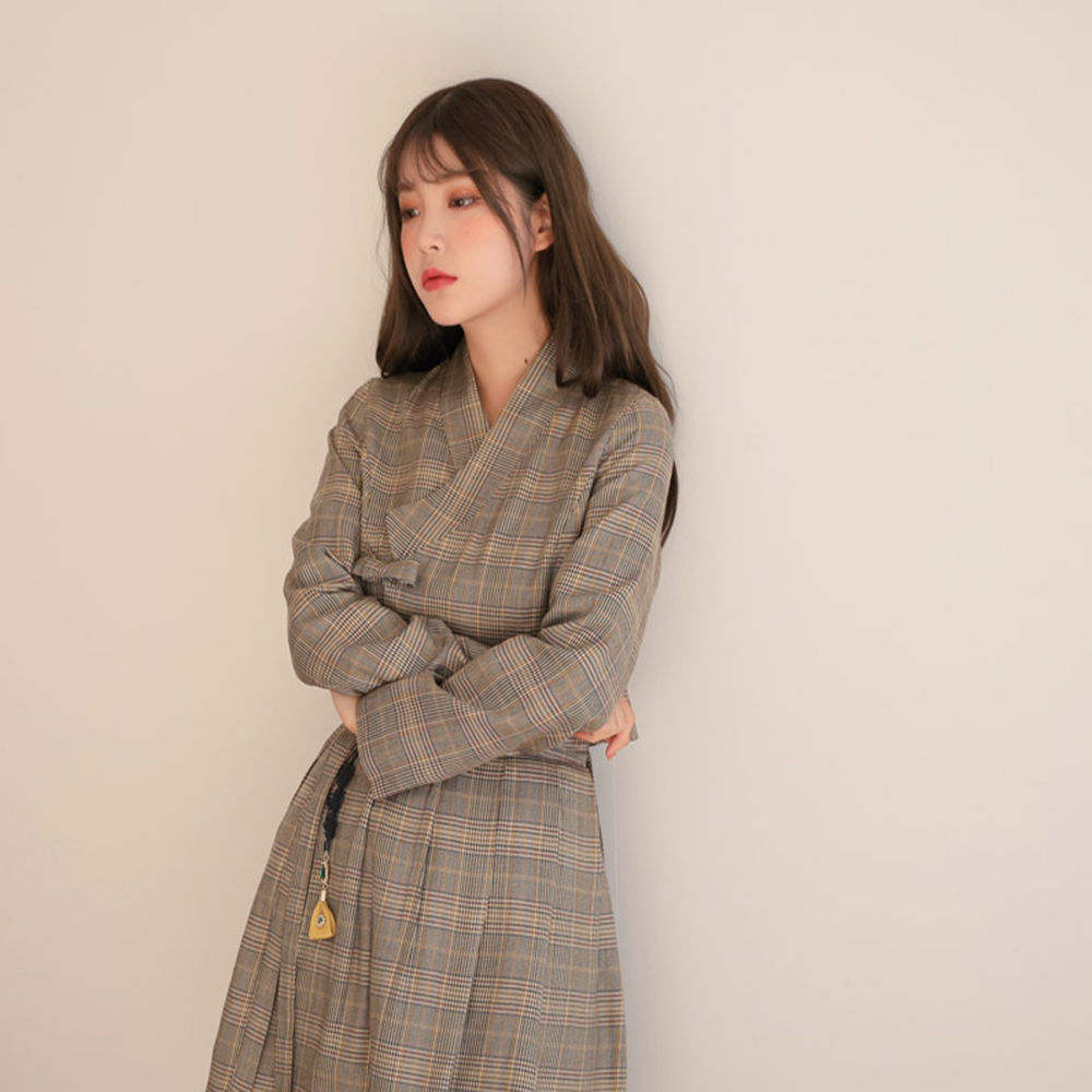 Korean traditional skirt (glen check)