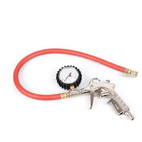 Gun Type Tire Air Pressure Guage 220 Psi Dial Meter Inflating Flexible Hose