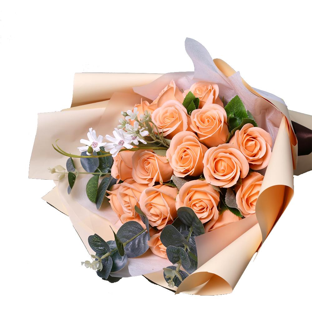Soap Rose Flower Bouquet (Shine Orange)