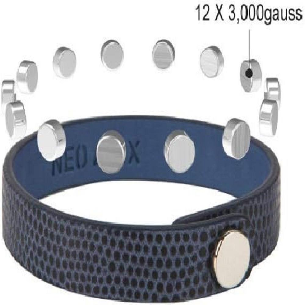 NEOMAX-12 Embedded Leather Magnet Bracelet (Various Size & Colors) 19cm(Medium),White