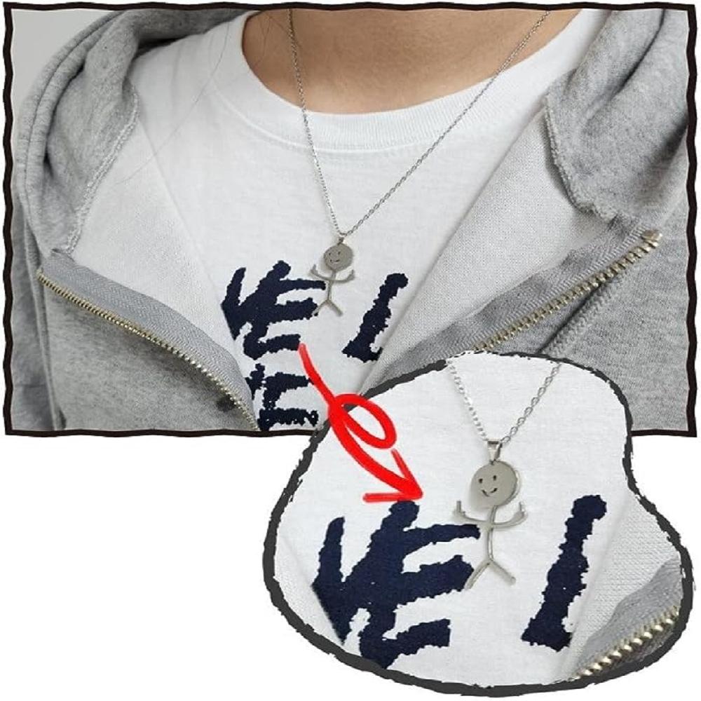 Shining People Funny Metal Neclace (1EA) - Titanium Steel, Cute Pendant, Frindship Jewelry, Minimal