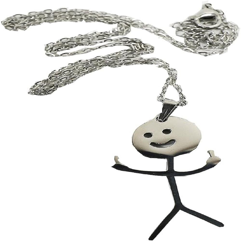 Shining People Funny Metal Neclace (1EA) - Titanium Steel, Cute Pendant, Frindship Jewelry, Minimal