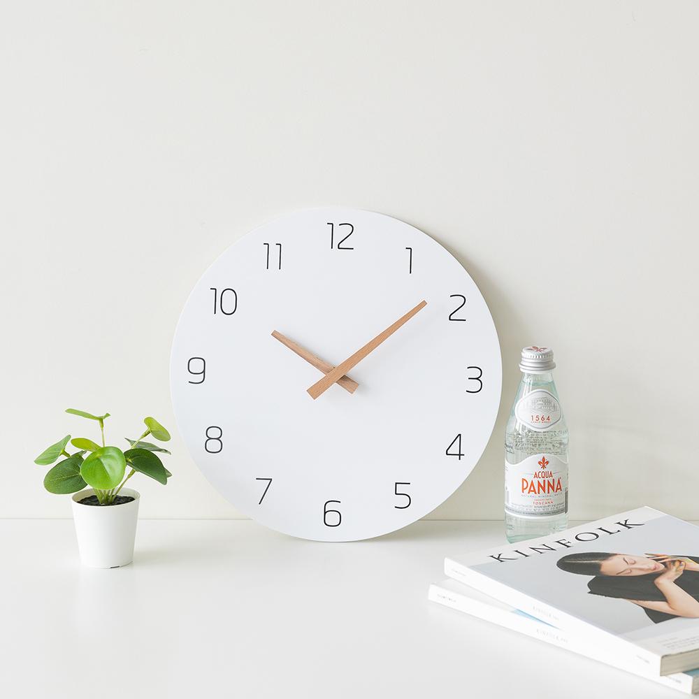 [100STORE] Silent Wall Clock - Simple - Mdf Wood - White - 30cm - 1pcs