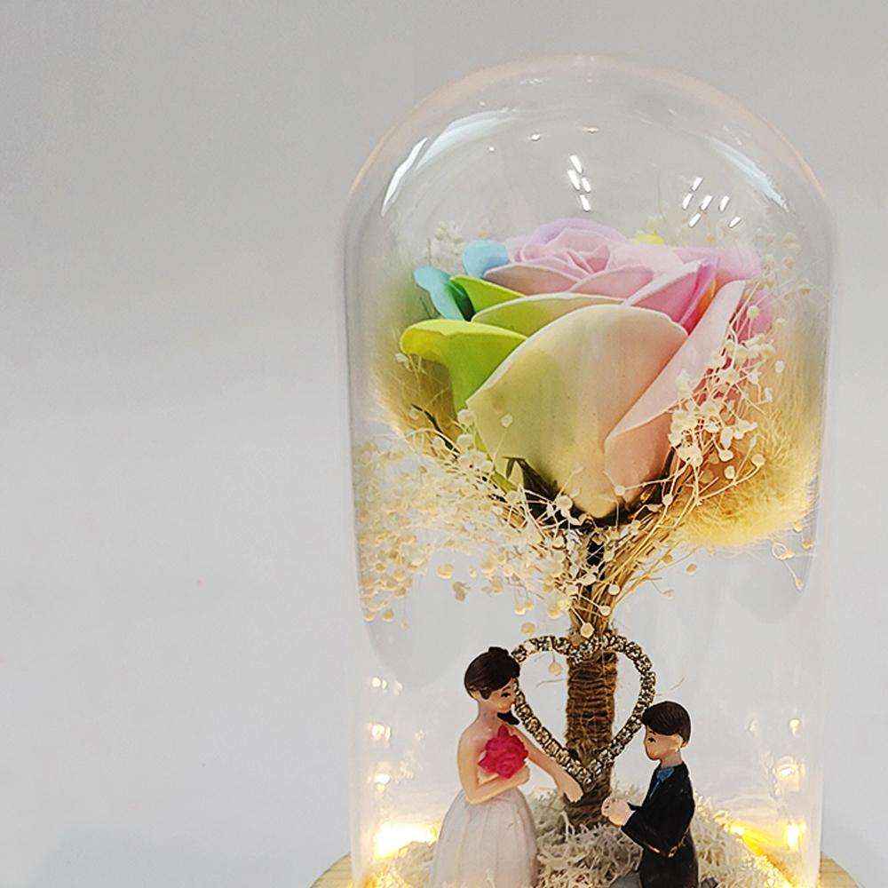 LED Rainbow Rose Glass Dome Mood Light Anniversary Gift