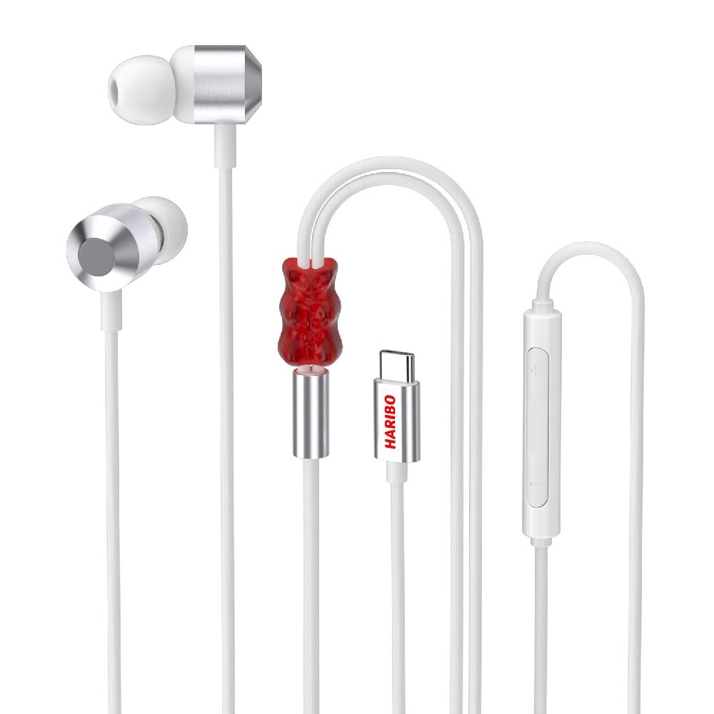 Haribo Type-C Wired Earphones Premium Sound Built-in Mic 1.2m Durable Metal Design Sweet & Fun Audio
